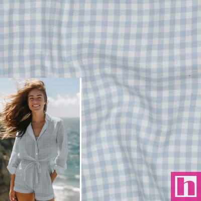 P94-3760-002 VIYELA CUADROS CAMERON (02) 145 CM. 150 GR/M2. ALGODON 100% CELESTE Venta en piezas de 6.00 M