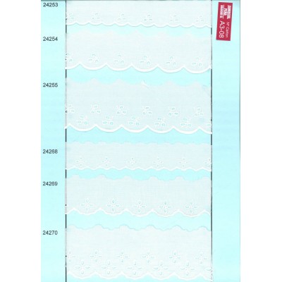 24270-000 BORDADO BATISTA DANAI POLIESTER 60%-ALGODON 40% BLANCO Venta en piezas de 13.80 M