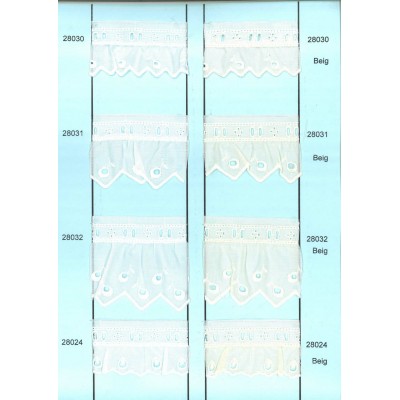 28024-000 BORDADO FRUNCIDO BATISTA LLUVIA POLIESTER 60%-ALGODON 40% BLANCO Venta en piezas de 11.00 M