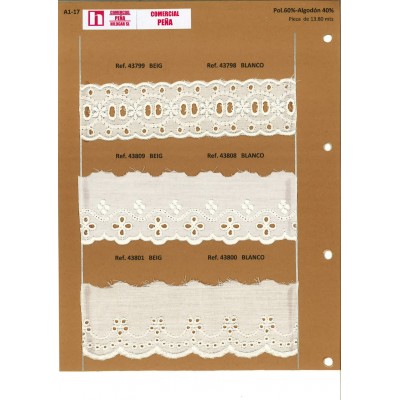 43801 TIRA BATISTA POLIESTER 60%-ALGODÓN 40% BEIG Venta en piezas de 13.80 M