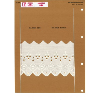 43827 TIRA BATISTA TANA POLIESTER 60%-ALGODON 40% BEIG Venta en piezas de 13.80 M