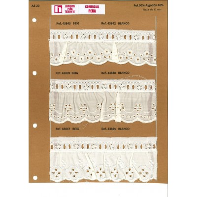 43838 FRUNCIDO BATISTA FEDERICA POLIESTER 60%-ALGODON 40% BLANCO Venta en piezas de 11.00 M