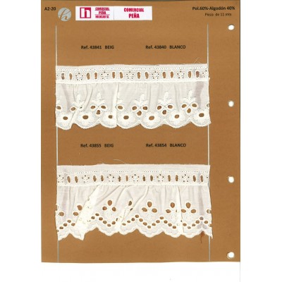 43854 FRUNCIDO BATISTA FEDERICA POLIESTER 60%-ALGODON 40% BLANCO Venta en piezas de 11.00 M