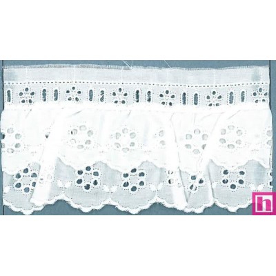 43860 FRUNCIDO DOBLE BATISTA GEIDI POLIESTER 60%-ALGODON 40% BLANCO Venta en piezas de 11.00 M