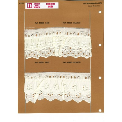 43861 FRUNCIDO DOBLE BATISTA GEIDI POLIESTER 60%-ALGODON 40% BEIG Venta en piezas de 11.00 M