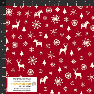 4497-151 PATCH.AMERICANO SCANDINAVIAN CHRISTMAS (10) 110 CM. ALGODON 100% ROJO/NATURAL Venta en piezas de 6.00 M