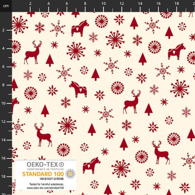 4497-152 PATCH.AMERICANO SCANDINAVIAN CHRISTMAS (02) 110 CM. ALGODON 100% NATURAL/ROJO Venta en piezas de 6.00 M