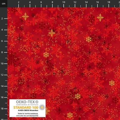 4593-003 PATCH.AMERICANO CHRISTMAS TIME (03) 110 CM. ALGODON 100% ROJO/DORADO METALLIC Venta en piezas de 6.00 M