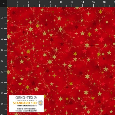 4593-005 PATCH.AMERICANO CHRISTMAS TIME (05) 110 CM. ALGODON 100% ROJO/DORADO METALLIC Venta en piezas de 6.00 M