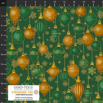 4593-007 PATCH.AMERICANO CHRISTMAS TIME (07) 110 CM. ALGODON 100% VERDE/DORADO METALLIC Venta en piezas de 6.00 M