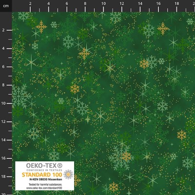 4593-008 PATCH.AMERICANO CHRISTMAS TIME (08) 110 CM. ALGODON 100% VERDE/DORADO METALLIC Venta en piezas de 6.00 M
