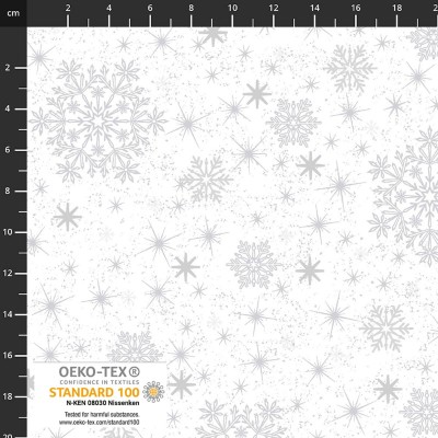 4593-100 PATCH.AMERICANO SNOW CRYSTALS (60) 110 CM. ALGODON 100% BLANCO/PLATA METALLIC Venta en piezas de 6.00 M