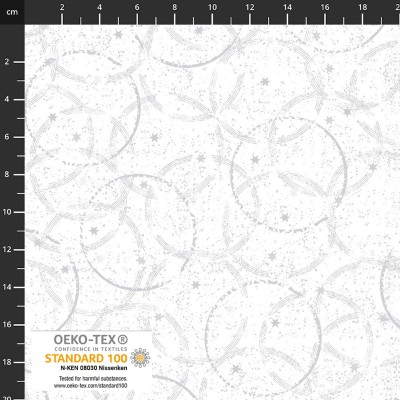 4593-101 PATCH.AMERICANO SNOW CRYSTALS (63) 110 CM. ALGODON 100% BLANCO/PLATA METALLIC Venta en piezas de 6.00 M
