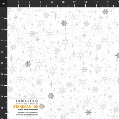 4593-104 PATCH.AMERICANO SNOW CRYSTALS (65) 110 CM. ALGODON 100% BLANCO/PLATA METALLIC Venta en piezas de 6.00 M