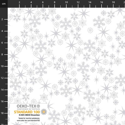 4593-105 PATCH.AMERICANO SNOW CRYSTALS (58) 110 CM. ALGODON 100% BLANCO/PLATA METALLIC Venta en piezas de 6.00 M