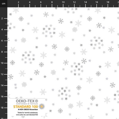 4593-106 PATCH.AMERICANO SNOW CRYSTALS (64) 110 CM. ALGODON 100% BLANCO/PLATA METALLIC Venta en piezas de 6.00 M