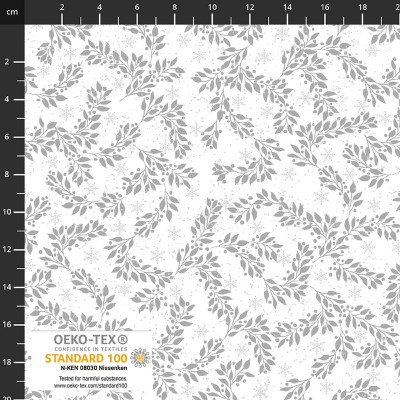 4593-109 PATCH.AMERICANO SNOW CRYSTALS (56) 110 CM. ALGODON 100% BLANCO/PLATA METALLIC Venta en piezas de 6.00 M