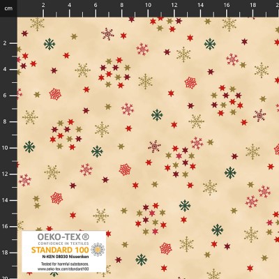 4593-207 PATCH.AMERICANO SNOW CRYSTALS (21) 110 CM. ALGODON 100% VAINILLA/DORADO METALLIC Venta en piezas de 6.00 M