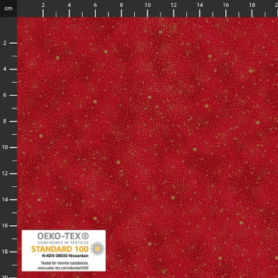 4593-405 PATCH.AMERICANO SNOW CRYSTALS (04) 110 CM. ALGODON 100% ROJO/DORADO METALLIC Venta en piezas de 6.00 M