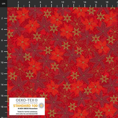 4593-411 PATCH.AMERICANO SNOW CRYSTALS (07) 110 CM. ALGODON 100% ROJO/DORADO METALLIC Venta en piezas de 6.00 M