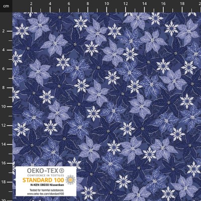 4593-602 PATCH.AMERICANO SNOW CRYSTALS (45) 110 CM. ALGODON 100% MARINO/PLATA METALLIC Venta en piezas de 6.00 M