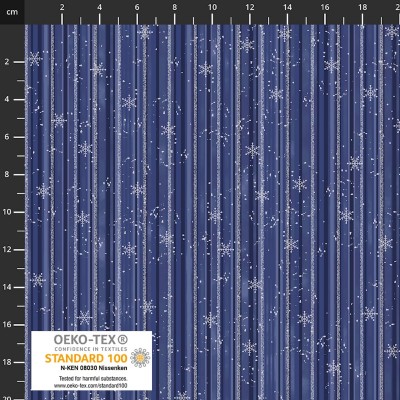 4593-607 PATCH.AMERICANO SNOW CRYSTALS (48) 110 CM. ALGODON 100% MARINO/PLATA METALLIC Venta en piezas de 6.00 M