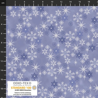 4593-612 PATCH.AMERICANO SNOW CRYSTALS (50) 110 CM. ALGODON 100% AZUL/PLATA METALLIC Venta en piezas de 6.00 M