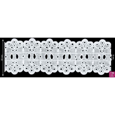 46848 508306-001_LORETA GALON PASACINTAS TIRA BORDADA ALGODON 100% BLANCO Venta en piezas de 13.80 M