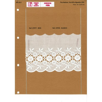 47977 TIRA BATISTA WAND POLIESTER 65%-ALGODON 35% BEIG-002 Venta en piezas de 13.80 M