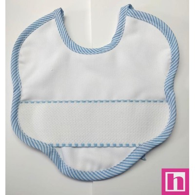 4801-021 BABERO RIZO+PANAMA MANUEL 20X20 POLIESTER 60%-ALGODON 40% BLANCO/VIVO CELESTE Venta en piezas de 3.00 U