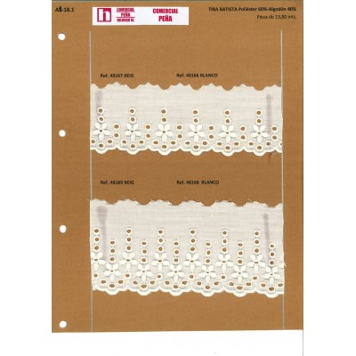 48167 TIRA BATISTA XANDRA POLIESTER 60%-ALGODON 40% BEIG-002 Venta en piezas de 13.80 M