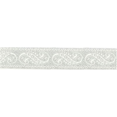 5037-24-101 TAPACOSTURAS JACQUARD FANTASIA 24 MM. POLIESTER-LUMIFIL BLANCO Venta en piezas de 25.00 M