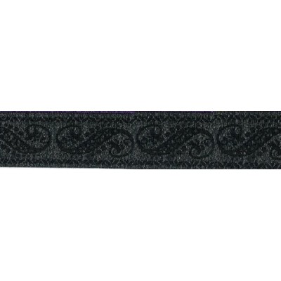 5037-24-12 TAPACOSTURAS JACQUARD FANTASIA 24 MM. POLIESTER-LUMIFIL NEGRO Venta en piezas de 25.00 M