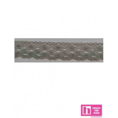 52880 HELEN PUNTILLA BOLILLO 18 MM. ALGODON 100% GRIS Venta en piezas de 30.00 M