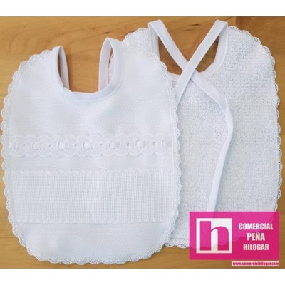 54704 MAY BABERO PIQUE+PANAMA+PASACINTAS 18X21 POLIESTER 60%-ALGODON 40% BLANCO/BCO Venta en piezas de 3.00 U