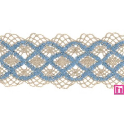 55458 ANATOLE GALON BOLILLO 70 MM. POLI-LINO 50%-MUSKI 50% CAMEL/AZUL Venta en piezas de 15.00 M