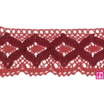 55460 ELEANOR PUNTILLA BOLILLO 65 MM. POLI-LINO 50%-MUSKI 50% GRANATE Venta en piezas de 15.00 M