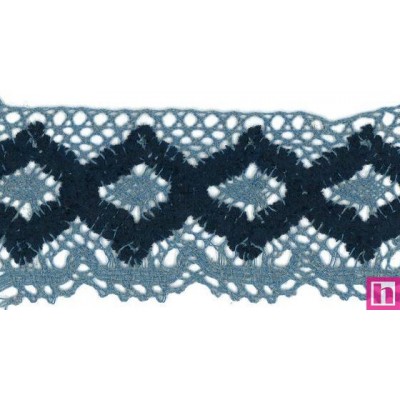 55462 ELEANOR PUNTILLA BOLILLO 65 MM. POLI-LINO 50%-MUSKI 50% MARINO Venta en piezas de 15.00 M