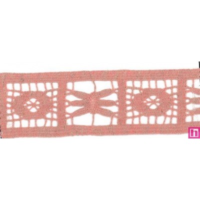 55465 ADRIENNE ENTREDOS BOLILLO 45 MM. POLI-LINO 100% CORAL Venta en piezas de 15.00 M