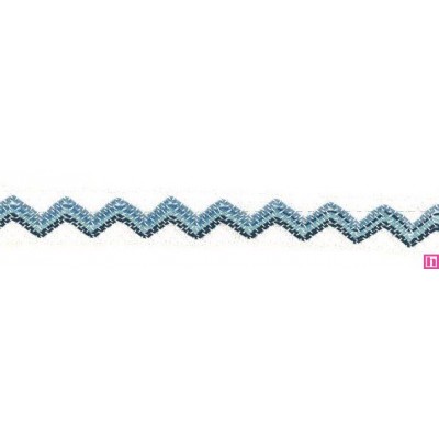 56820 ROCHEL ENTREDOS BOLILLO 20 MM. POLIESTER 50%-ALGODON 50% MARFIL/AZUL MATIZADO Venta en piezas de 15.00 M