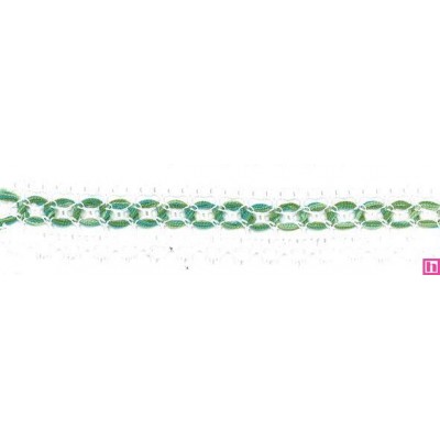 56823 MEHIEL PUNTILLA BOLILLO 25 MM. POLIESTER 70%-ALGODON 30% BLANCO/VERDE MATIZADO Venta en piezas de 15.00 M