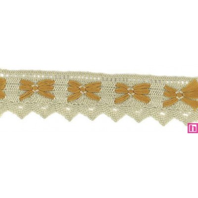 56838 MITZRAEL PUNTILLA BOLILLO 35 MM. ACRILICO PERLE 70%-POLIESTER 30% CRUDO/ALBERO Venta en piezas de 15.00 M