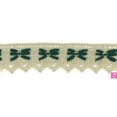 56841 MITZRAEL PUNTILLA BOLILLO 35 MM. ACRILICO PERLE 70%-POLIESTER 30% CRUDO/MARINO Venta en piezas de 15.00 M