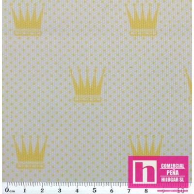 57839 PIQUE ESTAMPADO FLAMENCO (05) 1.50 M. POLIESTER 50%-ALGODON 50% BLANCO/AMARILLO Venta en piezas de 7.00 M