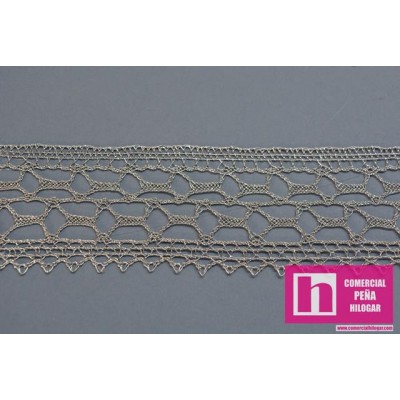 58375 CASANDRA PUNTILLA BOLILLO 45 MM RAYON 80%-POLIESTER 20% PLATA Venta en piezas de 33.00 M