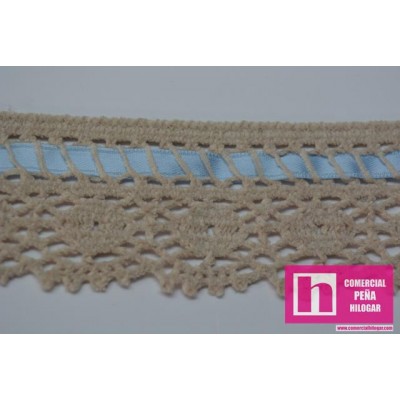 58444 YEHUDI PUNTILLA BOLILLO VELVET 45 MM. POLIESTER 100% CAMEL CINTA CTE Venta en piezas de 15.00 M