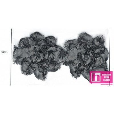 59603 GALON TUL ZOIDA CINTA BORDADA POLIESTER 100% NEGRO Venta en piezas de 5.00 U