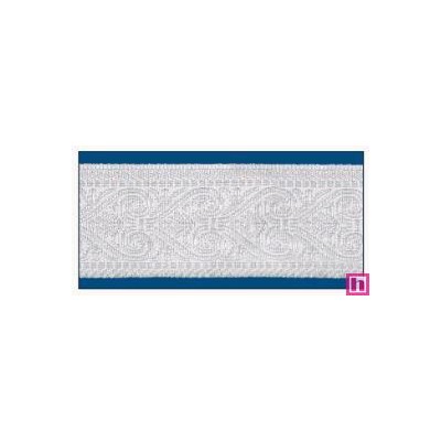 606031-50-01 CINTA JACQUARD MINOS 50 MM. POLIESTER 100% BLANCO/PLATA Venta en piezas de 10.00 M