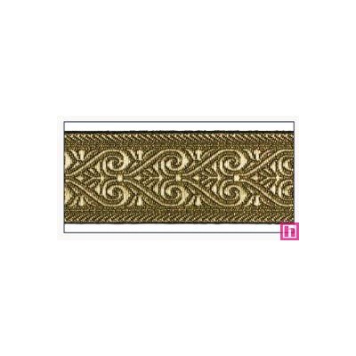 606031-50-102 CINTA JACQUARD MINOS 50 MM. POLIESTER 100% NEGRO/DORADO Venta en piezas de 10.00 M