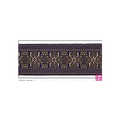 606034-50-06 CINTA JACQUARD ALTEA 50 MM. POLIESTER 100% MARINO/DORADO Venta en piezas de 10.00 M
